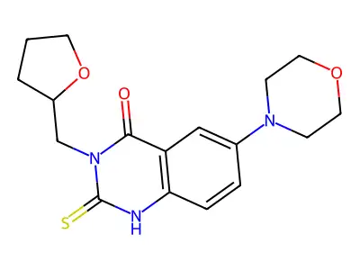 6-morpholin-4-yl-3-(oxolan-2-ylmethyl)-2-sulfanylidene-1H-quinazolin-4-one structure