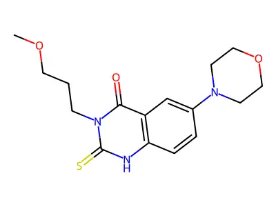 3-(3-methoxypropyl)-6-morpholin-4-yl-2-sulfanylidene-1H-quinazolin-4-one structure