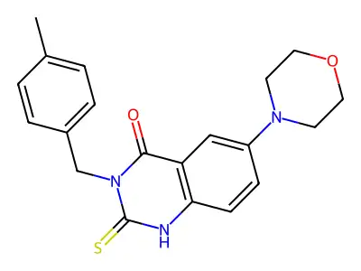 3-[(4-methylphenyl)methyl]-6-morpholin-4-yl-2-sulfanylidene-1H-quinazolin-4-one structure