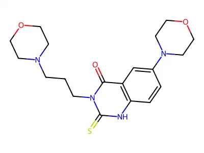 6-morpholin-4-yl-3-(3-morpholin-4-ylpropyl)-2-sulfanylidene-1H-quinazolin-4-one structure