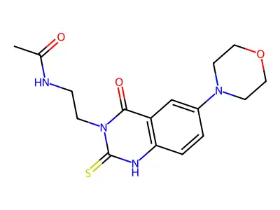 N-[2-(6-morpholin-4-yl-4-oxo-2-sulfanylidene-1H-quinazolin-3-yl)ethyl]acetamide structure