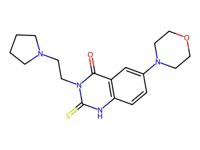 6-morpholin-4-yl-3-(2-pyrrolidin-1-ylethyl)-2-sulfanylidene-1H-quinazolin-4-one structure