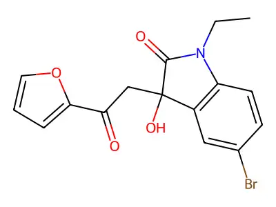 5-Bromo-1-ethyl-3-[2-(furan-2-yl)-2-oxoethyl]-3-hydroxyindol-2-one structure