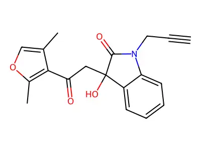 3-[2-(2,4-Dimethylfuran-3-yl)-2-oxoethyl]-3-hydroxy-1-prop-2-ynylindol-2-one structure