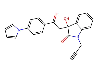 3-Hydroxy-3-[2-oxo-2-(4-pyrrol-1-ylphenyl)ethyl]-1-prop-2-ynylindol-2-one structure