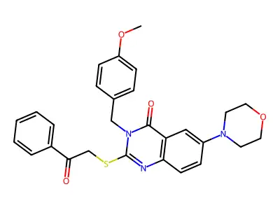 3-[(4-Methoxyphenyl)methyl]-6-morpholin-4-yl-2-phenacylsulfanylquinazolin-4-one structure