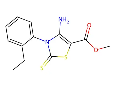 Methyl 4-amino-3-(2-ethylphenyl)-2-sulfanylidene-1,3-thiazole-5-carboxylate structure