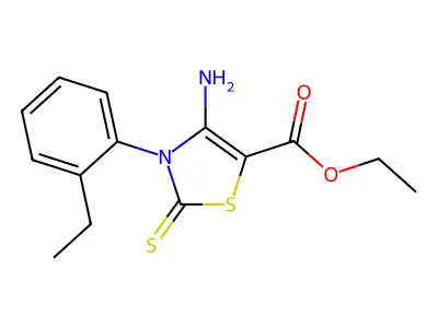Ethyl 4-amino-3-(2-ethylphenyl)-2-sulfanylidene-1,3-thiazole-5-carboxylate structure