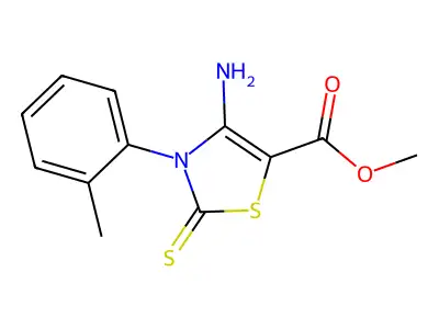 Methyl 4-amino-3-(2-methylphenyl)-2-sulfanylidene-1,3-thiazole-5-carboxylate structure