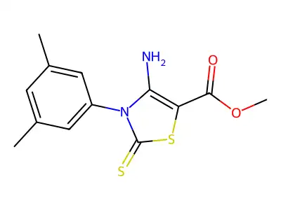 Methyl 4-amino-3-(3,5-dimethylphenyl)-2-sulfanylidene-1,3-thiazole-5-carboxylate structure