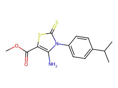Methyl 4-amino-3-(4-isopropylphenyl)-2-thioxo-2,3-dihydrothiazole-5-carboxylate structure