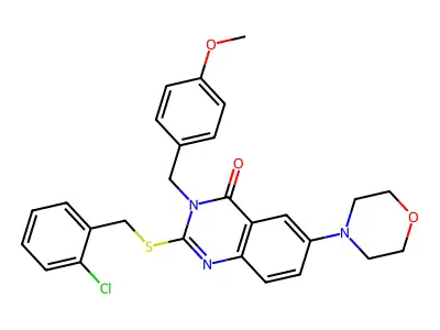2-((2-chlorobenzyl)thio)-3-(4-methoxybenzyl)-6-morpholinoquinazolin-4(3H)-one structure