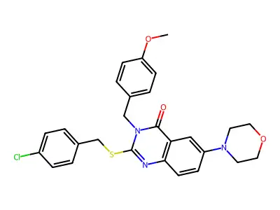 2-((4-chlorobenzyl)thio)-3-(4-methoxybenzyl)-6-morpholinoquinazolin-4(3H)-one structure