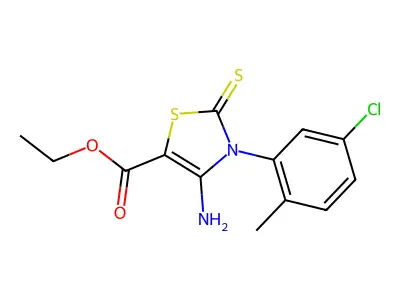 ethyl 4-amino-3-(5-chloro-2-methylphenyl)-2-sulfanylidene-2,3-dihydro-1,3-thiazole-5-carboxylate structure
