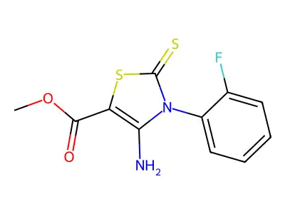 Methyl 4-amino-3-(2-fluorophenyl)-2-sulfanylidene-1,3-thiazole-5-carboxylate structure