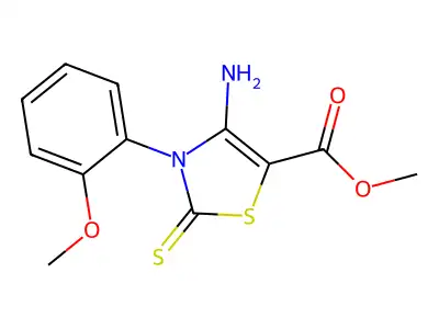 Methyl 4-amino-3-(2-methoxyphenyl)-2-thioxo-2,3-dihydrothiazole-5-carboxylate structure