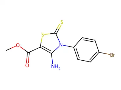 Methyl 4-amino-3-(4-bromophenyl)-2-sulfanylidene-1,3-thiazole-5-carboxylate structure
