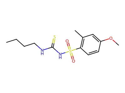 Benzenesulfonamide, N-((butylamino)thioxomethyl)-4-methoxy-2-methyl- structure