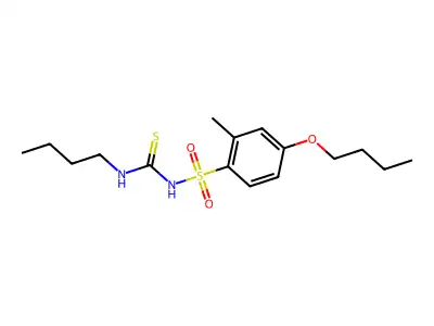 Benzenesulfonamide, 4-butoxy-N-((butylamino)thioxomethyl)-2-methyl- structure