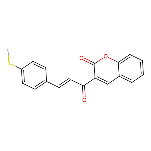 3-[(E)-3-(4-methylsulfanylphenyl)prop-2-enoyl]chromen-2-one structure