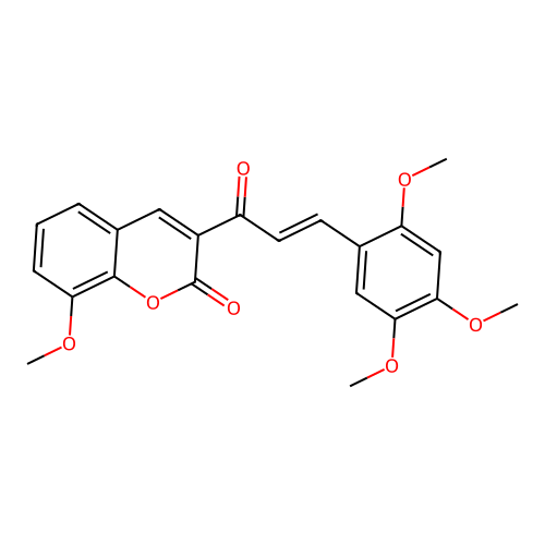 8-methoxy-3-[(2E)-3-(2,4,5-trimethoxyphenyl)prop-2-enoyl]-2H-chromen-2-one structure
