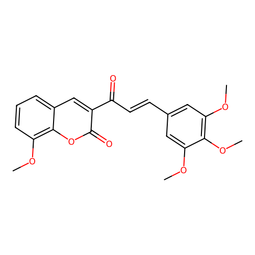 8-methoxy-3-[(2E)-3-(3,4,5-trimethoxyphenyl)prop-2-enoyl]-2H-chromen-2-one structure