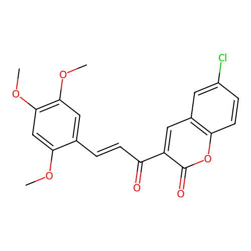 6-chloro-3-[(2E)-3-(2,4,5-trimethoxyphenyl)prop-2-enoyl]-2H-chromen-2-one structure