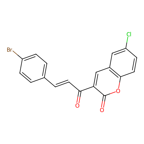 3-[(2E)-3-(4-bromophenyl)prop-2-enoyl]-6-chloro-2H-chromen-2-one structure