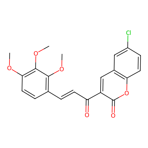 6-chloro-3-[(2E)-3-(2,3,4-trimethoxyphenyl)prop-2-enoyl]-2H-chromen-2-one structure
