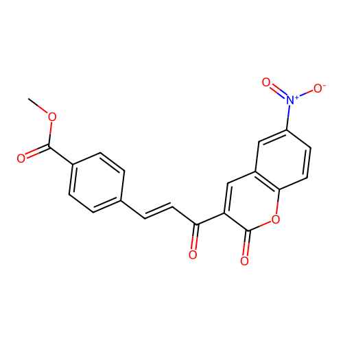 methyl 4-[(E)-3-(6-nitro-2-oxochromen-3-yl)-3-oxoprop-1-enyl]benzoate structure