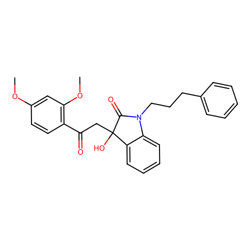 3-[2-(2,4-dimethoxyphenyl)-2-oxoethyl]-3-hydroxy-1-(3-phenylpropyl)-1,3-dihydro-2H-indol-2-one structure