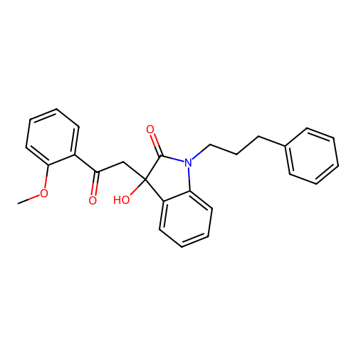 3-Hydroxy-3-(2-(2-methoxyphenyl)-2-oxoethyl)-1-(3-phenylpropyl)indolin-2-one structure