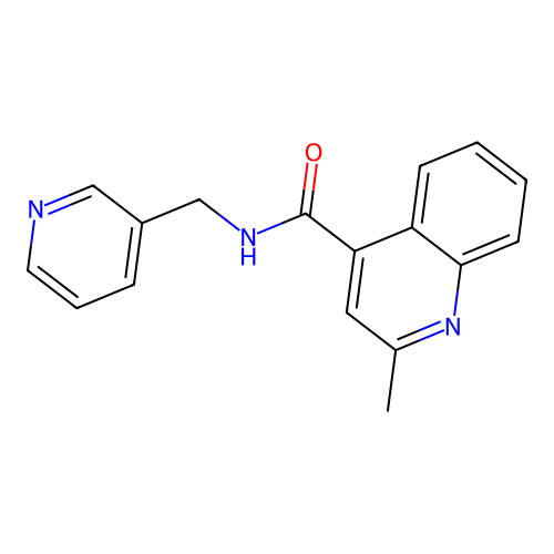 2-methyl-N-(pyridin-3-ylmethyl)quinoline-4-carboxamide structure
