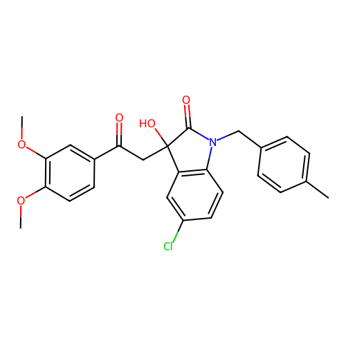 5-chloro-3-[2-(3,4-dimethoxyphenyl)-2-oxoethyl]-3-hydroxy-1-(4-methylbenzyl)-1,3-dihydro-2H-indol-2-one structure