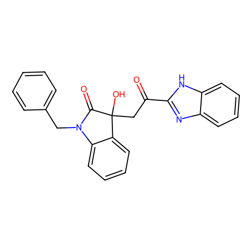 3-[2-(1H-benzimidazol-2-yl)-2-oxoethyl]-1-benzyl-3-hydroxy-1,3-dihydro-2H-indol-2-one structure