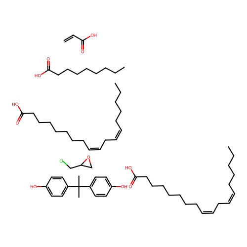 9,12-Octadecadienoic acid (9Z,12Z)-, dimer, polymer with (chloromethyl)oxirane, 4,4'-(1-methylethylidene)bis[phenol] and 2-propenoic acid, nonanoate structure