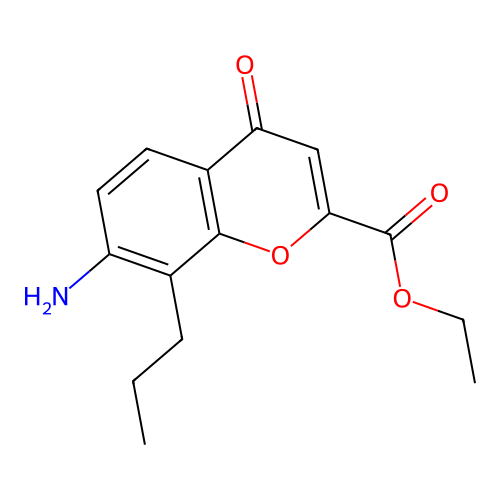 Ethyl 7-amino-4-oxo-8-propyl-4H-1-benzopyran-2-carboxylate structure