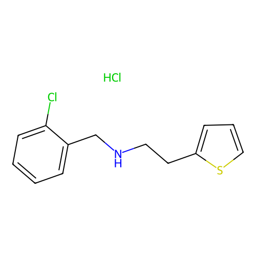 N-((2-chlorophenyl)methyl)thiophene-2-ethylamine hydrochloride structure