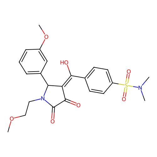 4-[4-hydroxy-1-(2-methoxyethyl)-2-(3-methoxyphenyl)-5-oxo-2,5-dihydro-1H-pyrrole-3-carbonyl]-N,N-dimethylbenzene-1-sulfonamide structure
