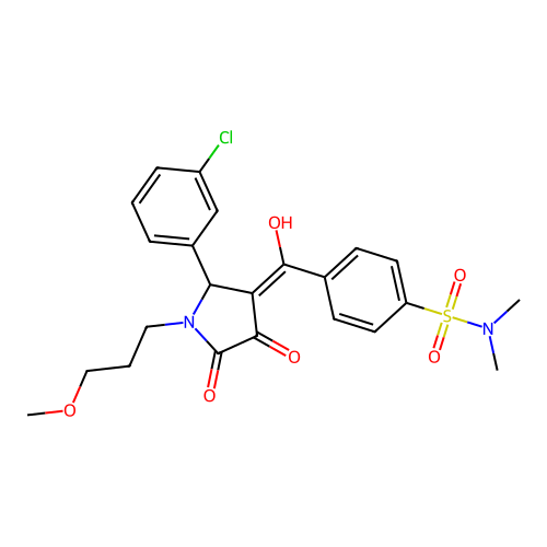 4-(2-(3-chlorophenyl)-4-hydroxy-1-(3-methoxypropyl)-5-oxo-2,5-dihydro-1H-pyrrole-3-carbonyl)-N,N-dimethylbenzenesulfonamide structure