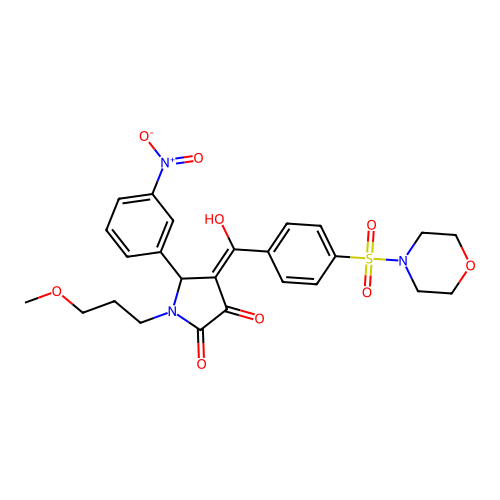 (4E)-4-[hydroxy-(4-morpholin-4-ylsulfonylphenyl)methylidene]-1-(3-methoxypropyl)-5-(3-nitrophenyl)pyrrolidine-2,3-dione structure