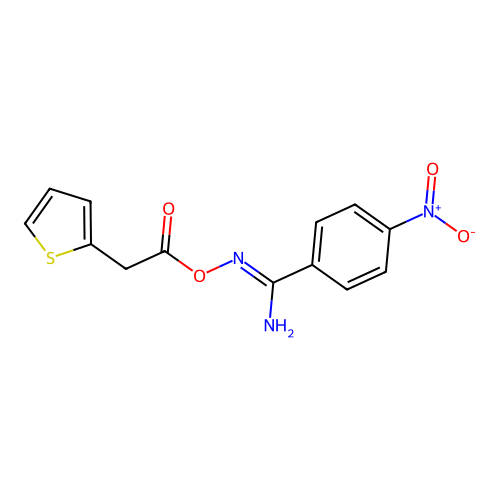 4-nitro-N'-[(thiophen-2-ylacetyl)oxy]benzenecarboximidamide structure