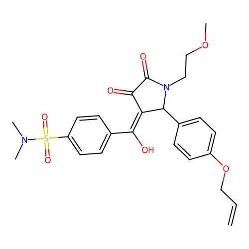 4-(2-(4-(allyloxy)phenyl)-4-hydroxy-1-(2-methoxyethyl)-5-oxo-2,5-dihydro-1H-pyrrole-3-carbonyl)-N,N-dimethylbenzenesulfonamide structure