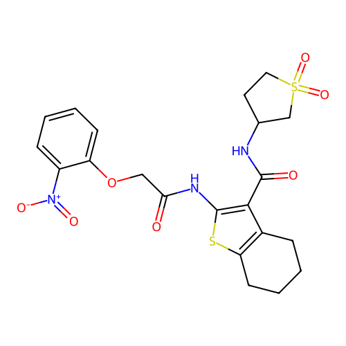 N-(1,1-dioxidotetrahydro-3-thienyl)-2-{[(2-nitrophenoxy)acetyl]amino}-4,5,6,7-tetrahydro-1-benzothiophene-3-carboxamide structure