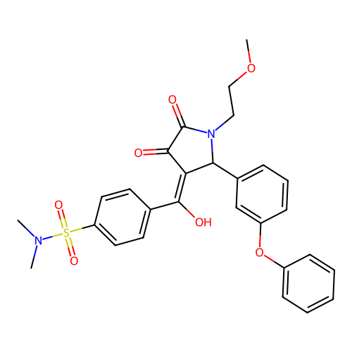 4-(4-hydroxy-1-(2-methoxyethyl)-5-oxo-2-(3-phenoxyphenyl)-2,5-dihydro-1H-pyrrole-3-carbonyl)-N,N-dimethylbenzenesulfonamide structure