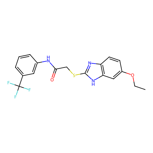 2-[(5-ethoxy-1H-benzimidazol-2-yl)sulfanyl]-N-[3-(trifluoromethyl)phenyl]acetamide structure