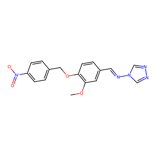 N-[(E)-{3-methoxy-4-[(4-nitrobenzyl)oxy]phenyl}methylidene]-4H-1,2,4-triazol-4-amine structure