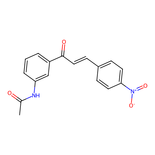 N-[3-[(E)-3-(4-nitrophenyl)prop-2-enoyl]phenyl]acetamide structure