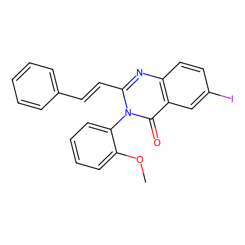 6-iodo-3-(2-methoxyphenyl)-2-[(E)-2-phenylethenyl]quinazolin-4-one structure