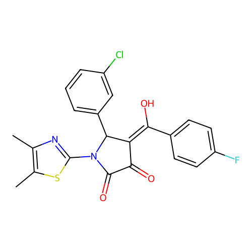 (4E)-5-(3-chlorophenyl)-1-(4,5-dimethyl-1,3-thiazol-2-yl)-4-[(4-fluorophenyl)(hydroxy)methylidene]pyrrolidine-2,3-dione structure